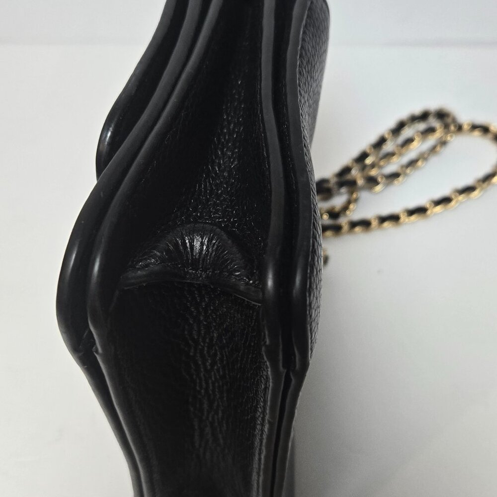 Tory Burch Britten Combo Crossbody Shoulder Bag Black Pebbled Leather Gold Chain - Picture 5 of 10